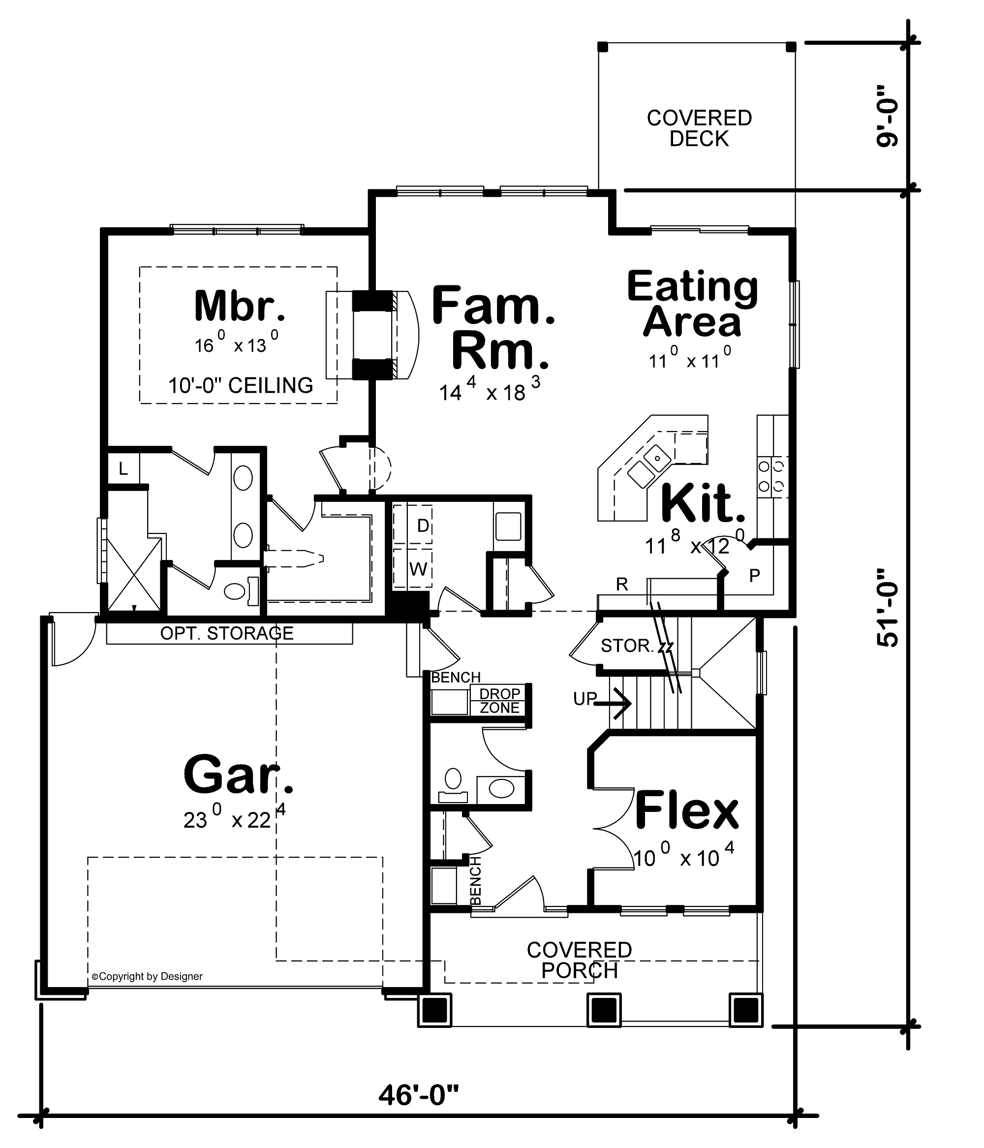 Main Level of Traditional Plan #120-2529
