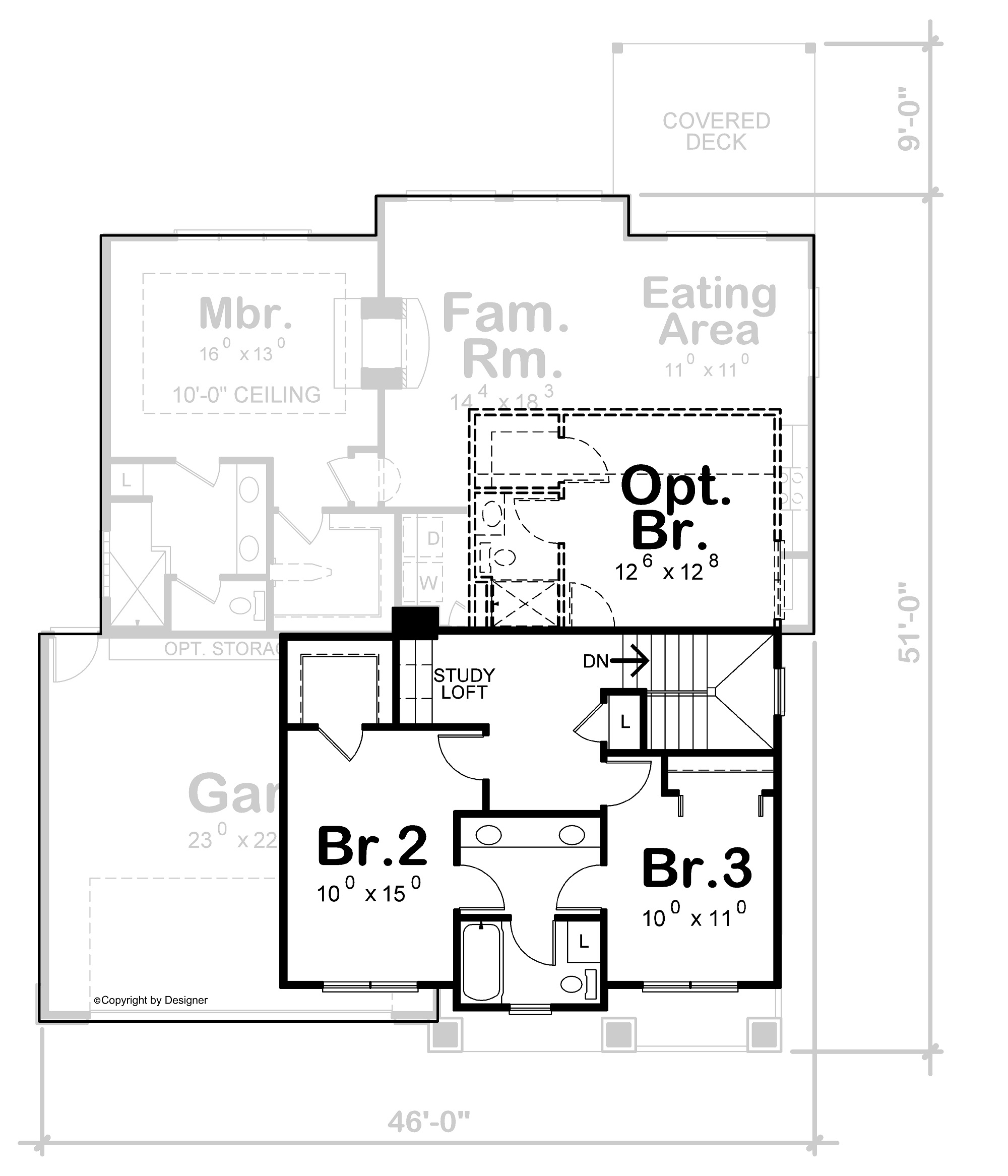 Upper Level of Traditional Plan #120-2529
