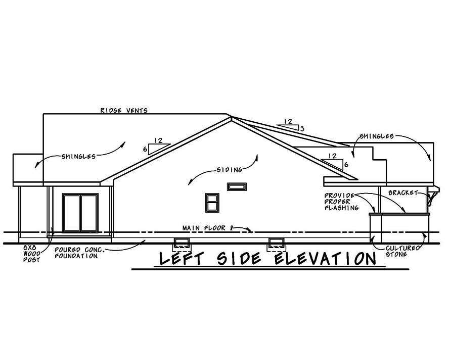 Home Plan Left Elevation of this 3-Bedroom,2407 Sq Ft Plan -120-2530