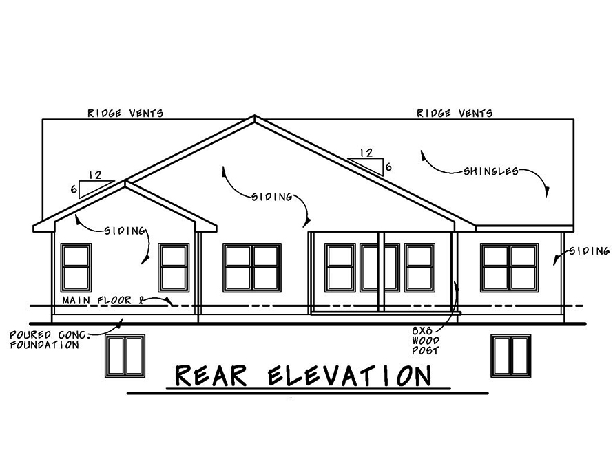 Home Plan Rear Elevation of this 3-Bedroom,2407 Sq Ft Plan -120-2530