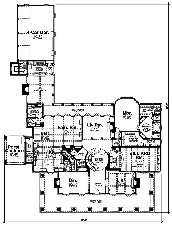 Floor Plan First Story of Colonial Plan #120-2531