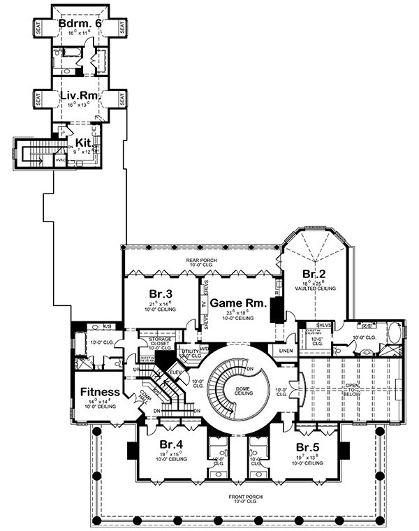 Floor Plan Second Story of Colonial Plan #120-2531