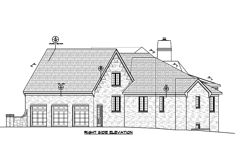 Home Plan Right Elevation of this 4-Bedroom,3942 Sq Ft Plan -120-2533