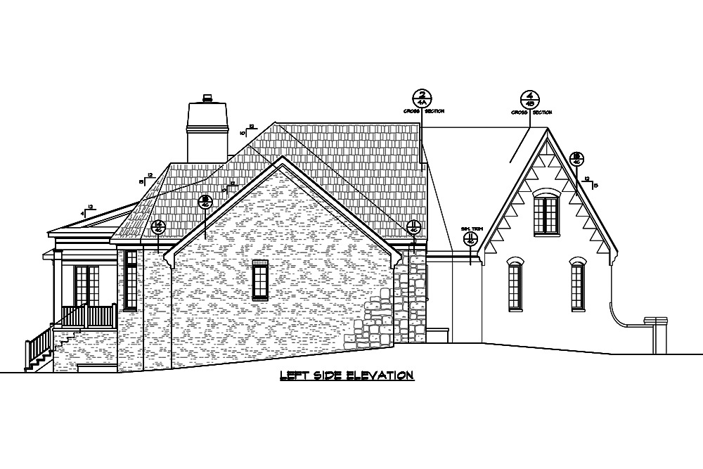 Home Plan Left Elevation of this 4-Bedroom,3942 Sq Ft Plan -120-2533