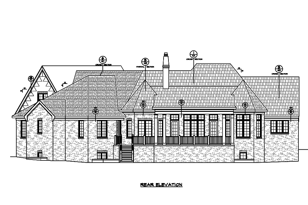 Home Plan Rear Elevation of this 4-Bedroom,3942 Sq Ft Plan -120-2533