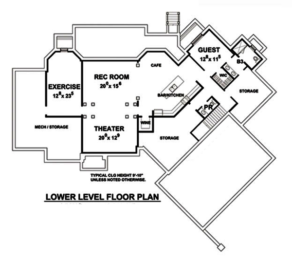 Floor Plan Basement of French Plan #120-2533