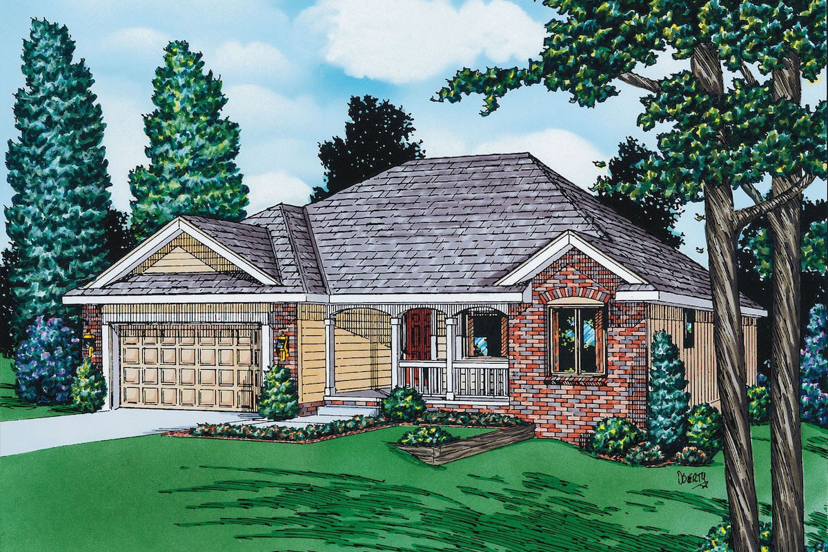 Front View of this 3-Bedroom, 1453 Sq Ft Plan - 120-2534