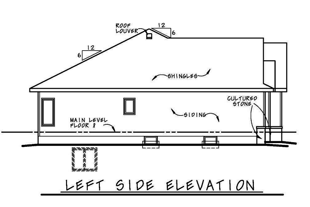 Home Plan Left Elevation of this 3-Bedroom,1750 Sq Ft Plan -120-2535