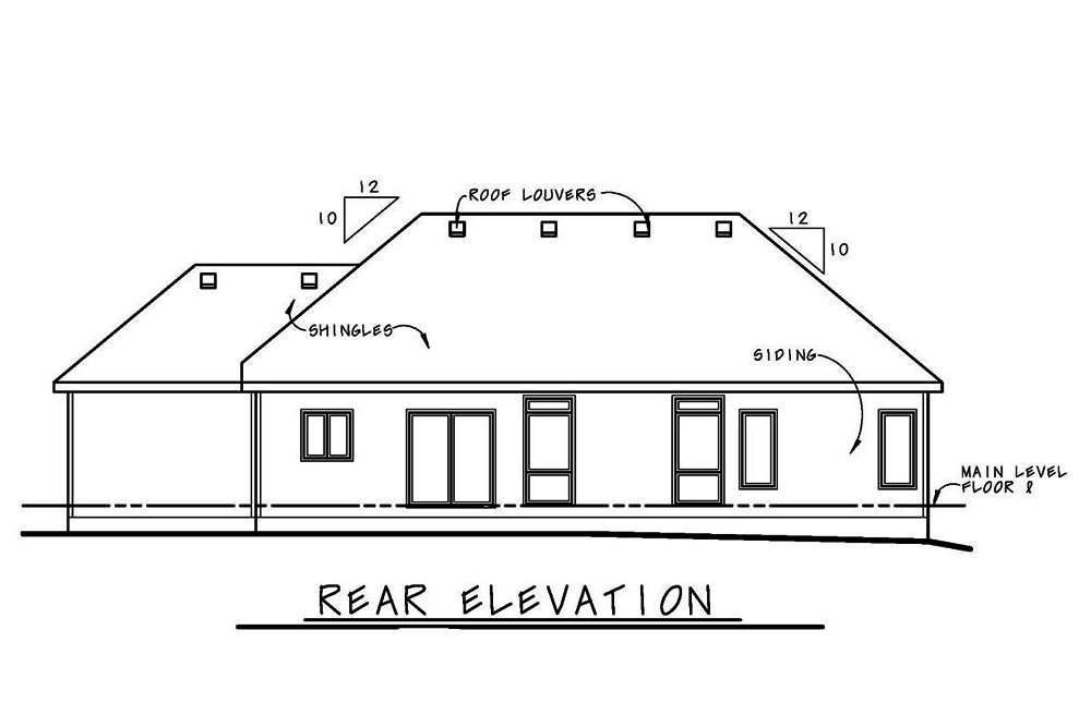 Home Plan Rear Elevation of this 3-Bedroom,1750 Sq Ft Plan -120-2535