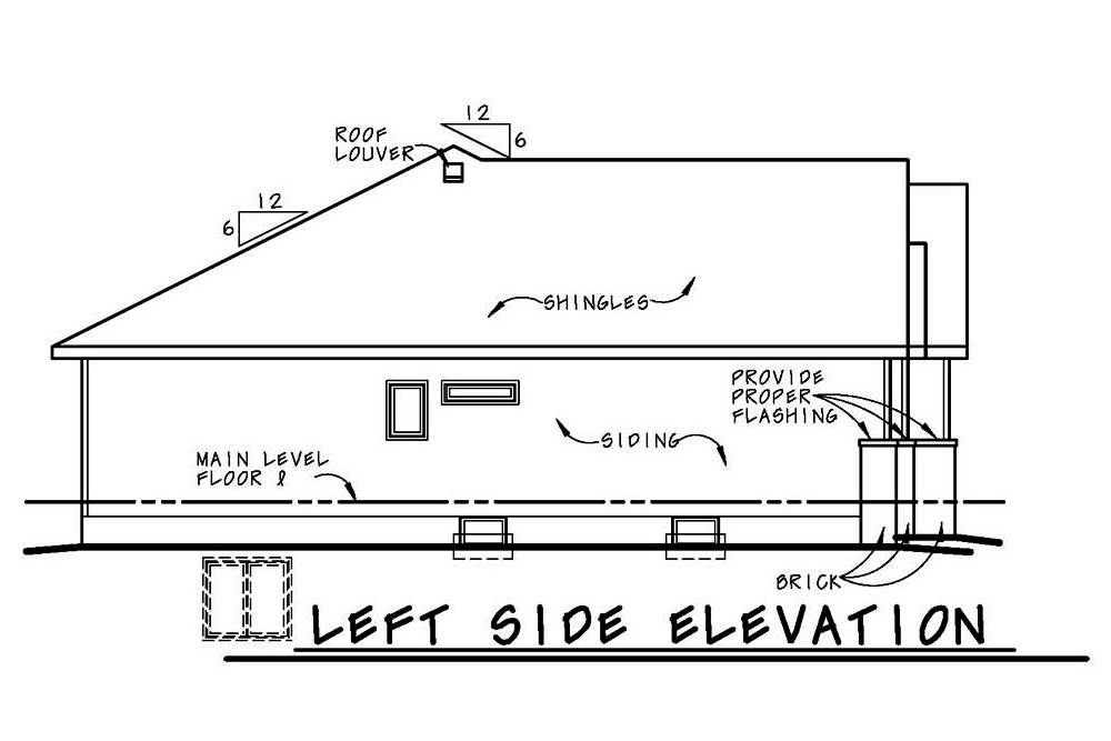 Home Plan Left Elevation of this 2-Bedroom,1750 Sq Ft Plan -120-2536
