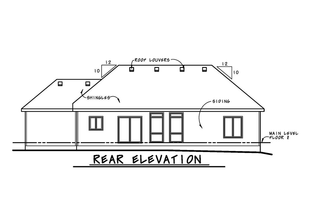 Home Plan Rear Elevation of this 2-Bedroom,1750 Sq Ft Plan -120-2536