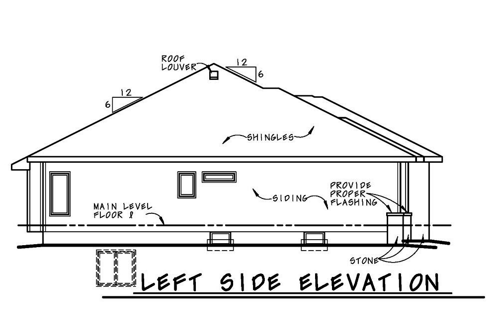 Home Plan Left Elevation of this 2-Bedroom,1750 Sq Ft Plan -120-2537