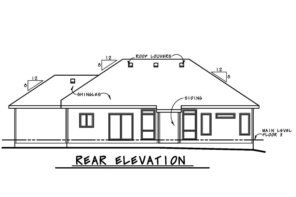 Home Plan Rear Elevation of this 2-Bedroom,1750 Sq Ft Plan -120-2537