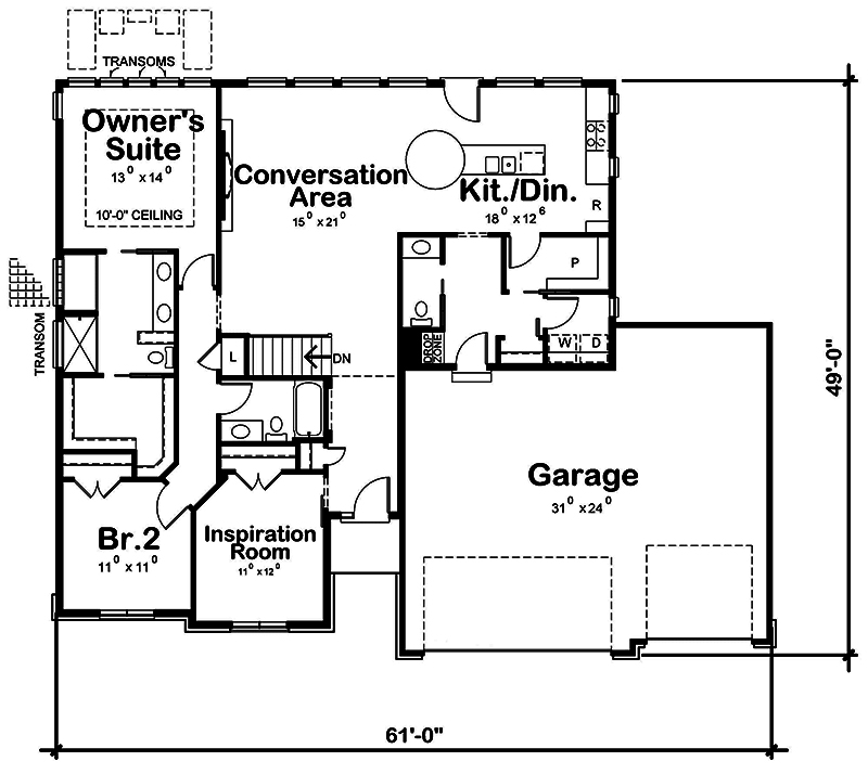 Floor Plan First Story of Traditional Plan #120-2538