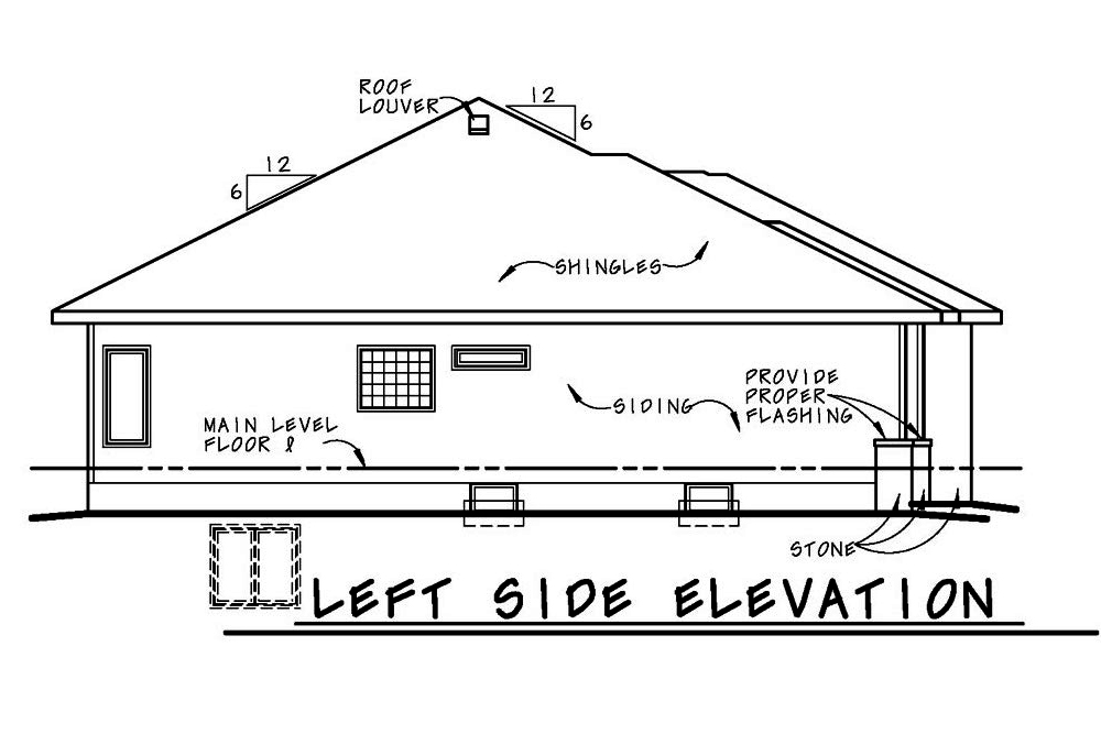 Home Plan Left Elevation of this 2-Bedroom,1750 Sq Ft Plan -120-2538