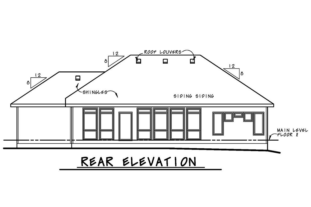 Home Plan Rear Elevation of this 2-Bedroom,1750 Sq Ft Plan -120-2538