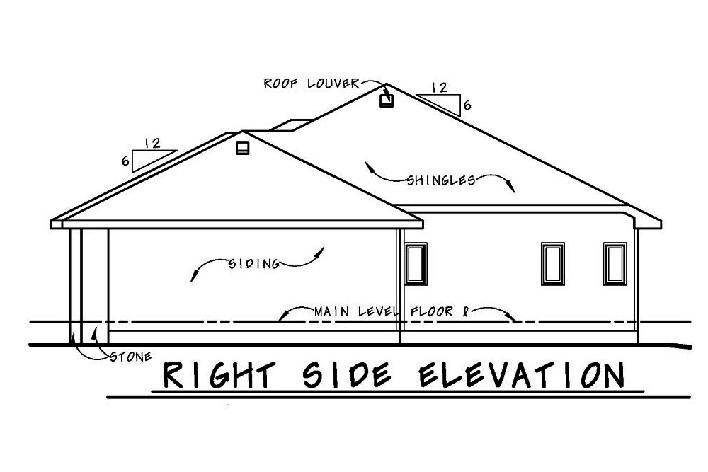 Home Plan Right Elevation of this 2-Bedroom,1750 Sq Ft Plan -120-2538