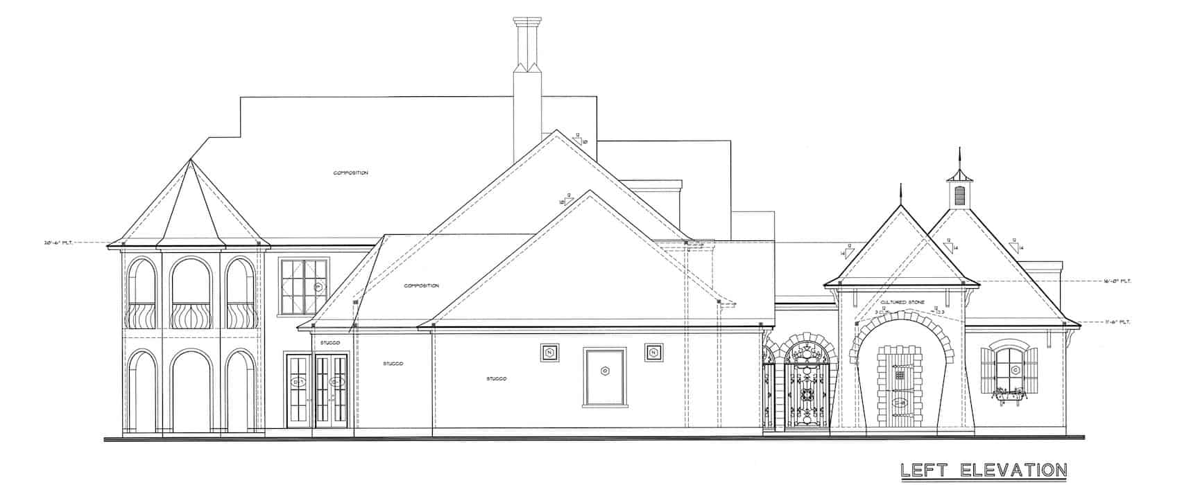 Home Plan Left Elevation of this 4-Bedroom,4629 Sq Ft Plan -120-2539