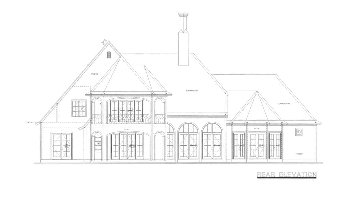 Home Plan Rear Elevation of this 4-Bedroom,4629 Sq Ft Plan -120-2539