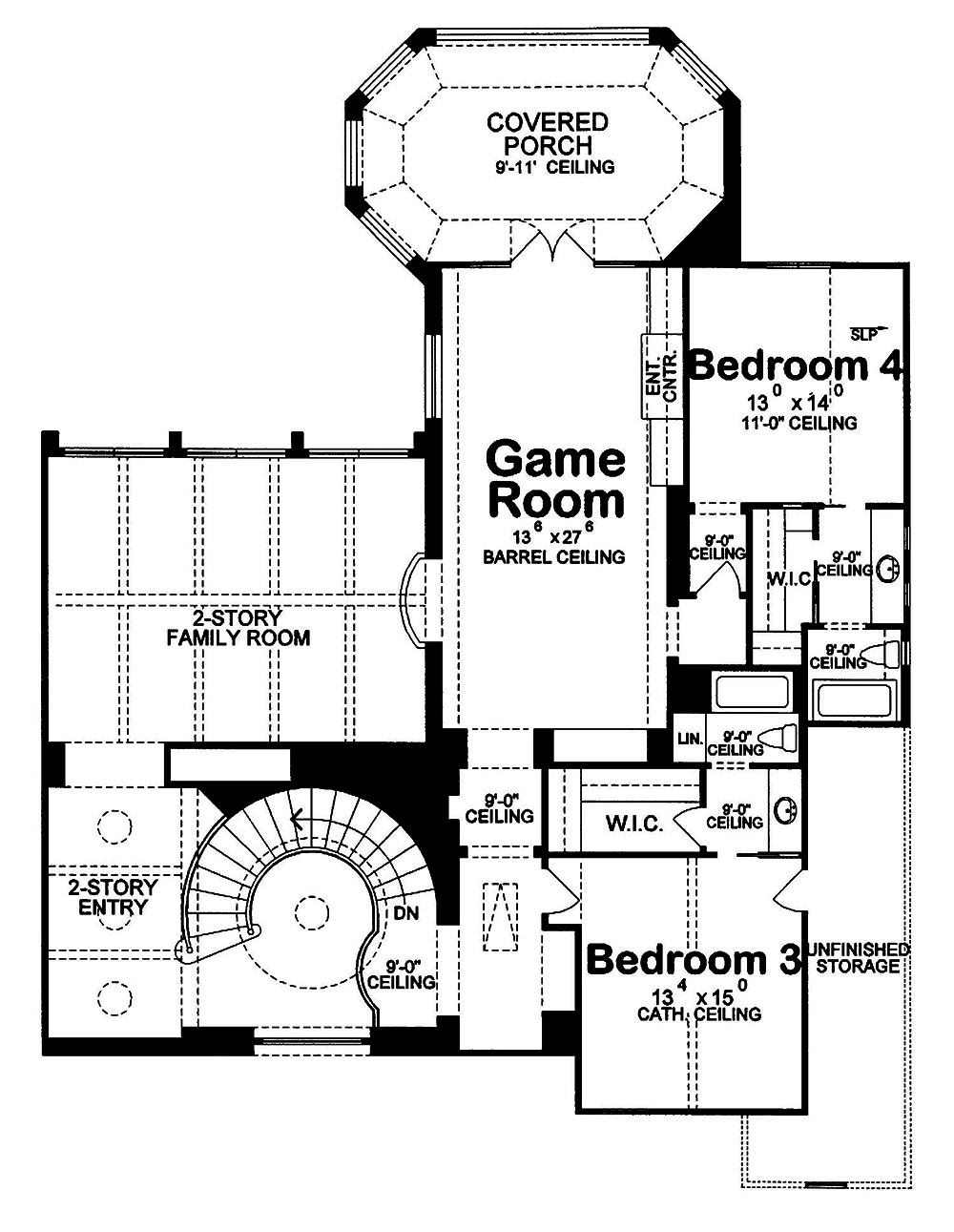 Floor Plan Second Story of French Plan #120-2539