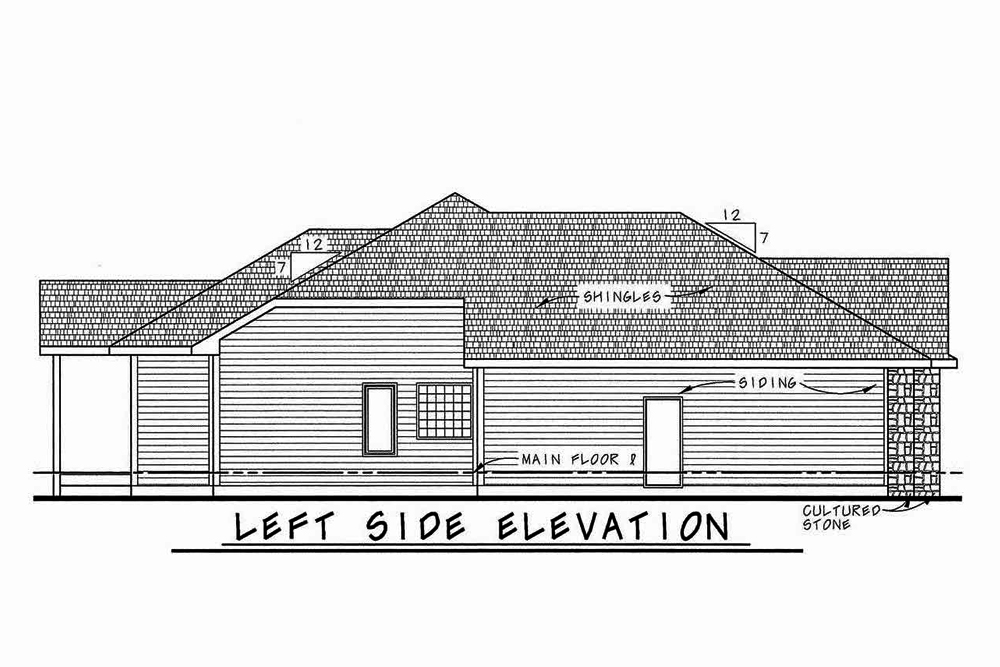 Home Plan Left Elevation of this 3-Bedroom,1826 Sq Ft Plan -120-2540
