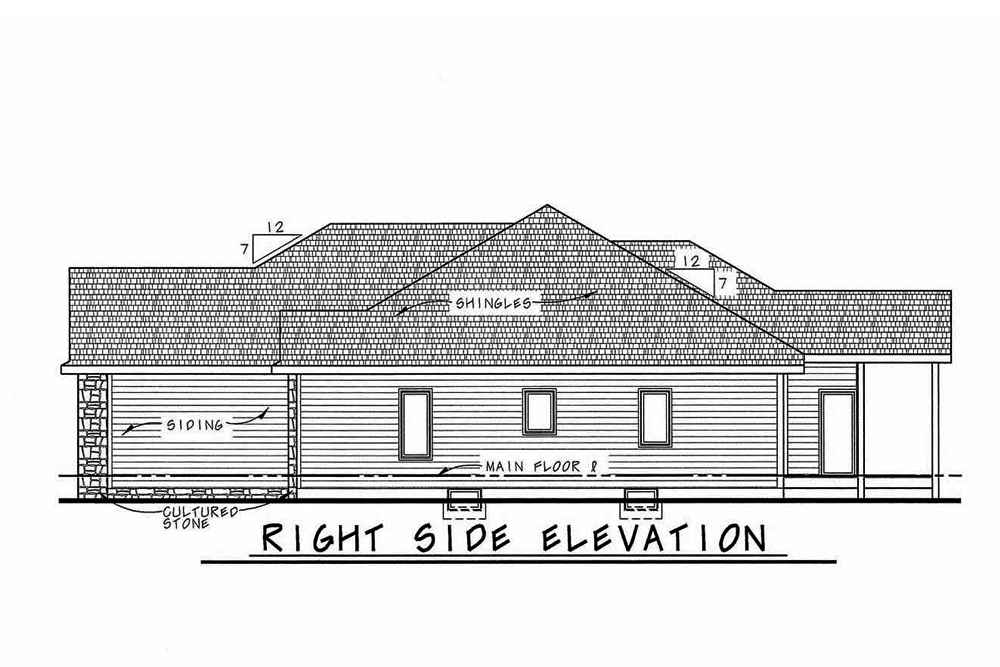 Home Plan Right Elevation of this 3-Bedroom,1826 Sq Ft Plan -120-2540