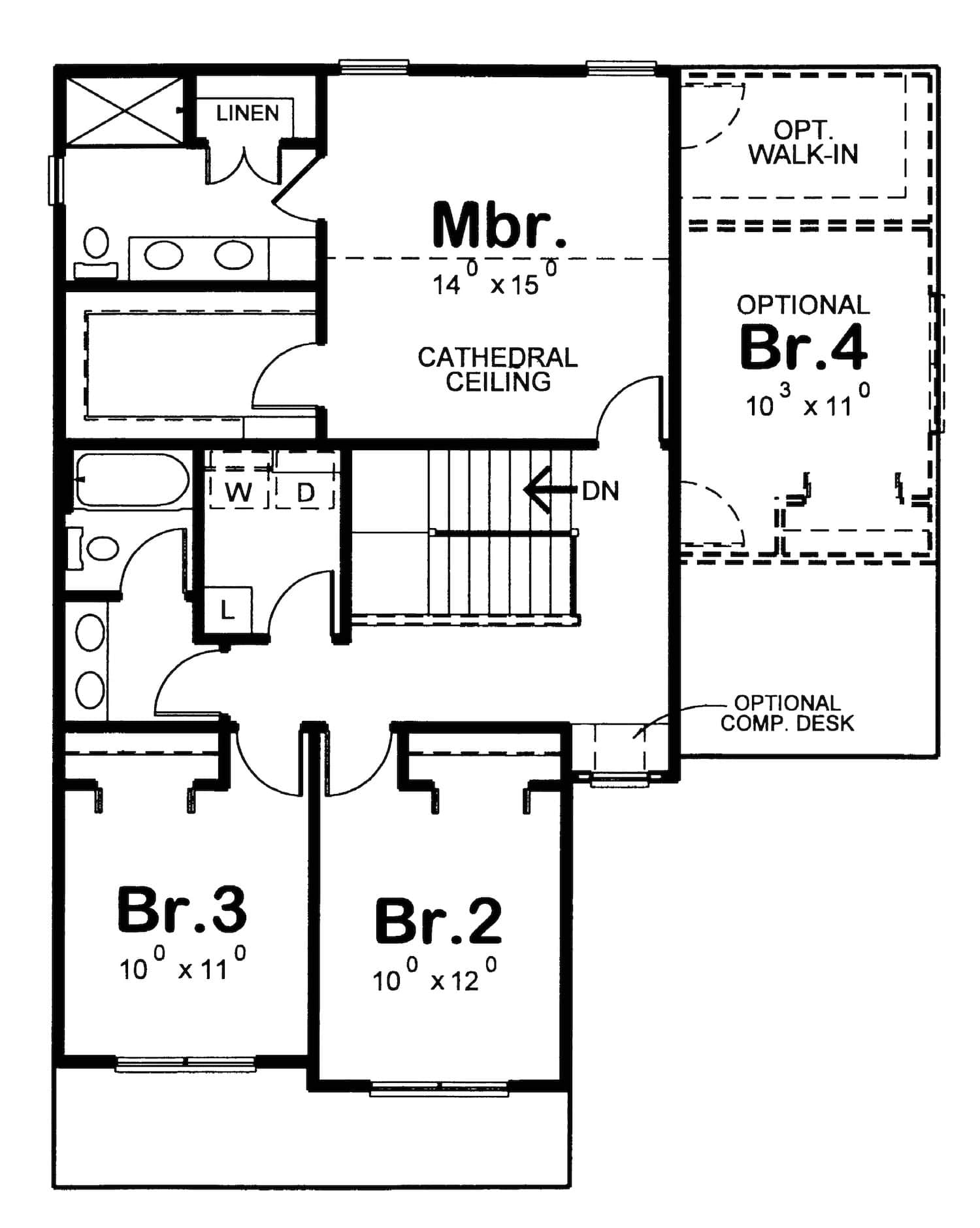 Floor Plan Second Story of Country Plan #120-2541