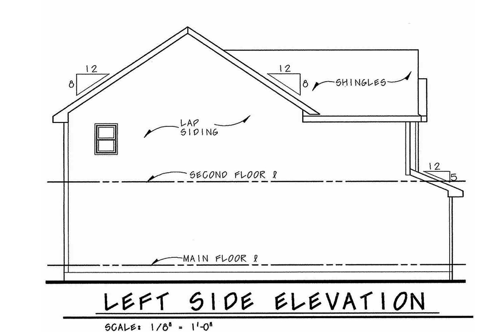 Home Plan Left Elevation of this 3-Bedroom,1840 Sq Ft Plan -120-2541