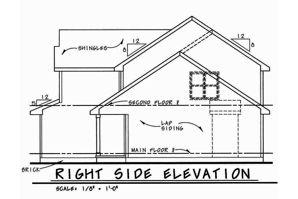 Home Plan Right Elevation of this 3-Bedroom,1840 Sq Ft Plan -120-2541
