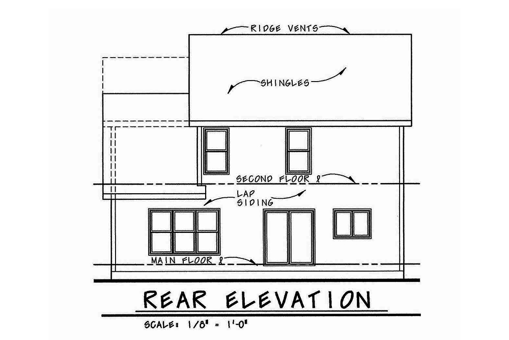 Home Plan Rear Elevation of this 3-Bedroom,1840 Sq Ft Plan -120-2541