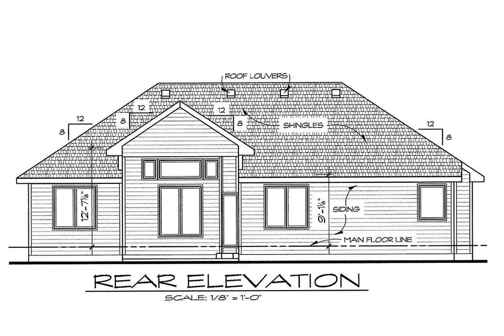 Home Plan Rear Elevation of this 2-Bedroom,1672 Sq Ft Plan -120-2542