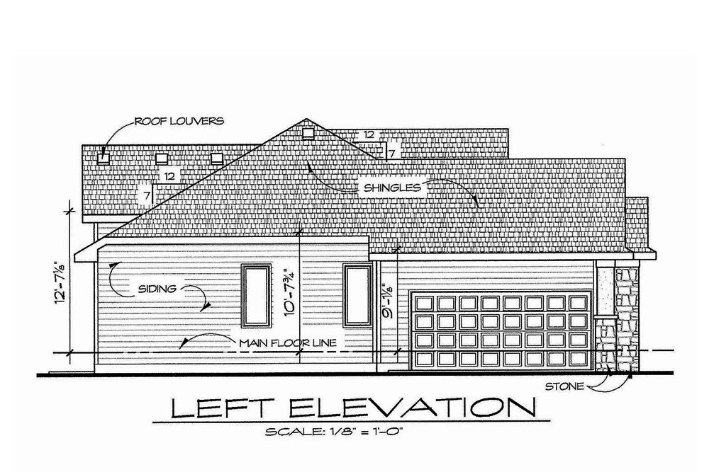 Home Plan Left Elevation of this 2-Bedroom,1672 Sq Ft Plan -120-2542