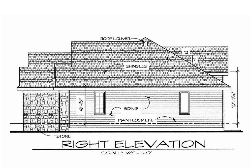 Home Plan Right Elevation of this 2-Bedroom,1672 Sq Ft Plan -120-2542
