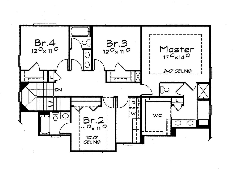 Floor Plan Second Story of Country Plan #120-2543