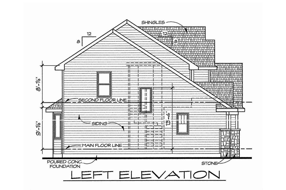 Home Plan Left Elevation of this 4-Bedroom,2377 Sq Ft Plan -120-2543