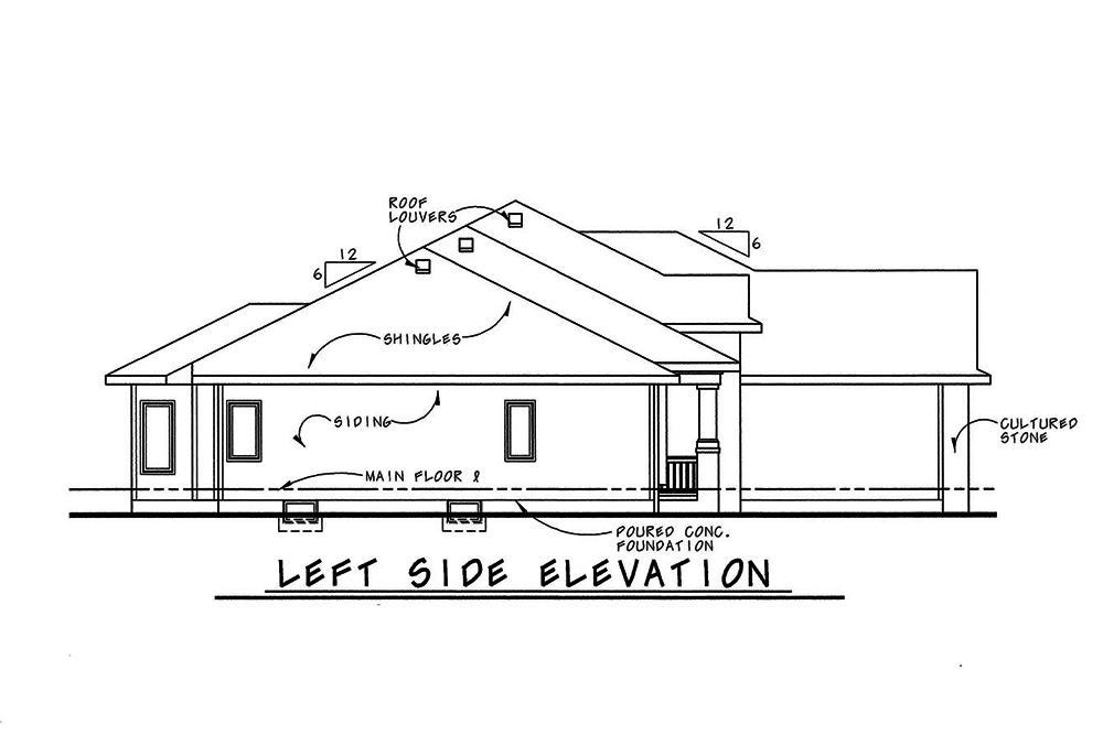 Home Plan Left Elevation of this 3-Bedroom,1945 Sq Ft Plan -120-2544