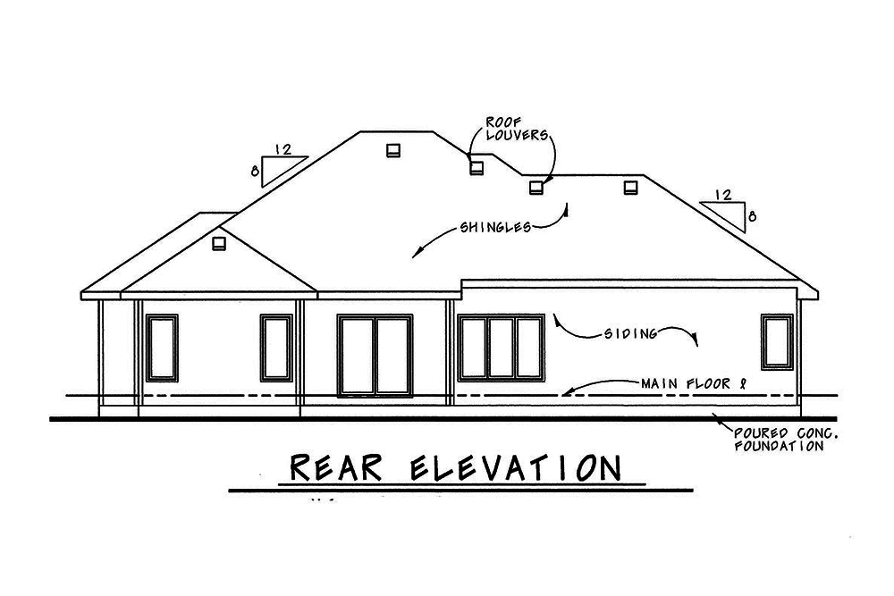 Home Plan Rear Elevation of this 3-Bedroom,1945 Sq Ft Plan -120-2544