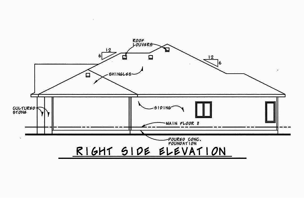 Home Plan Right Elevation of this 3-Bedroom,1945 Sq Ft Plan -120-2544