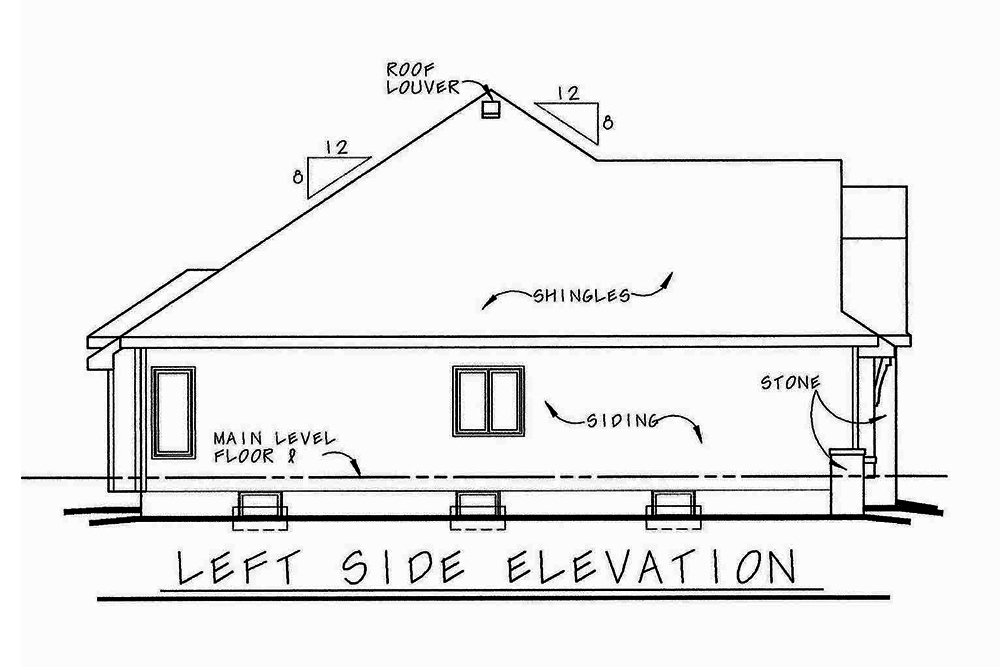 Home Plan Left Elevation of this 3-Bedroom,1763 Sq Ft Plan -120-2545