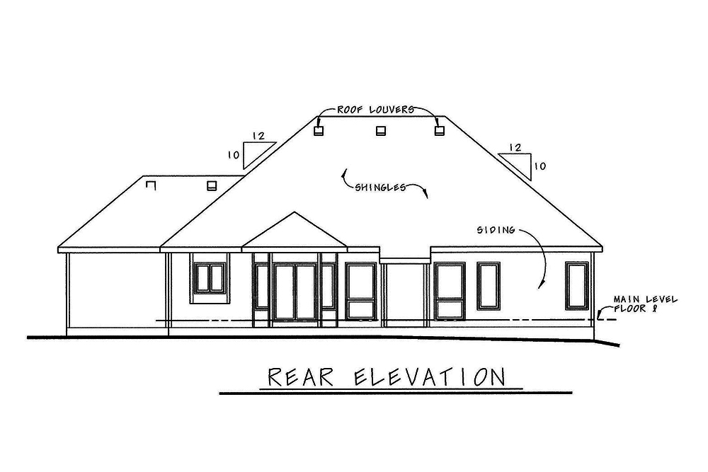 Home Plan Rear Elevation of this 3-Bedroom,1763 Sq Ft Plan -120-2545
