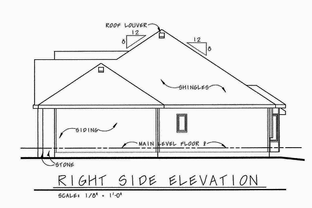 Home Plan Right Elevation of this 3-Bedroom,1763 Sq Ft Plan -120-2545