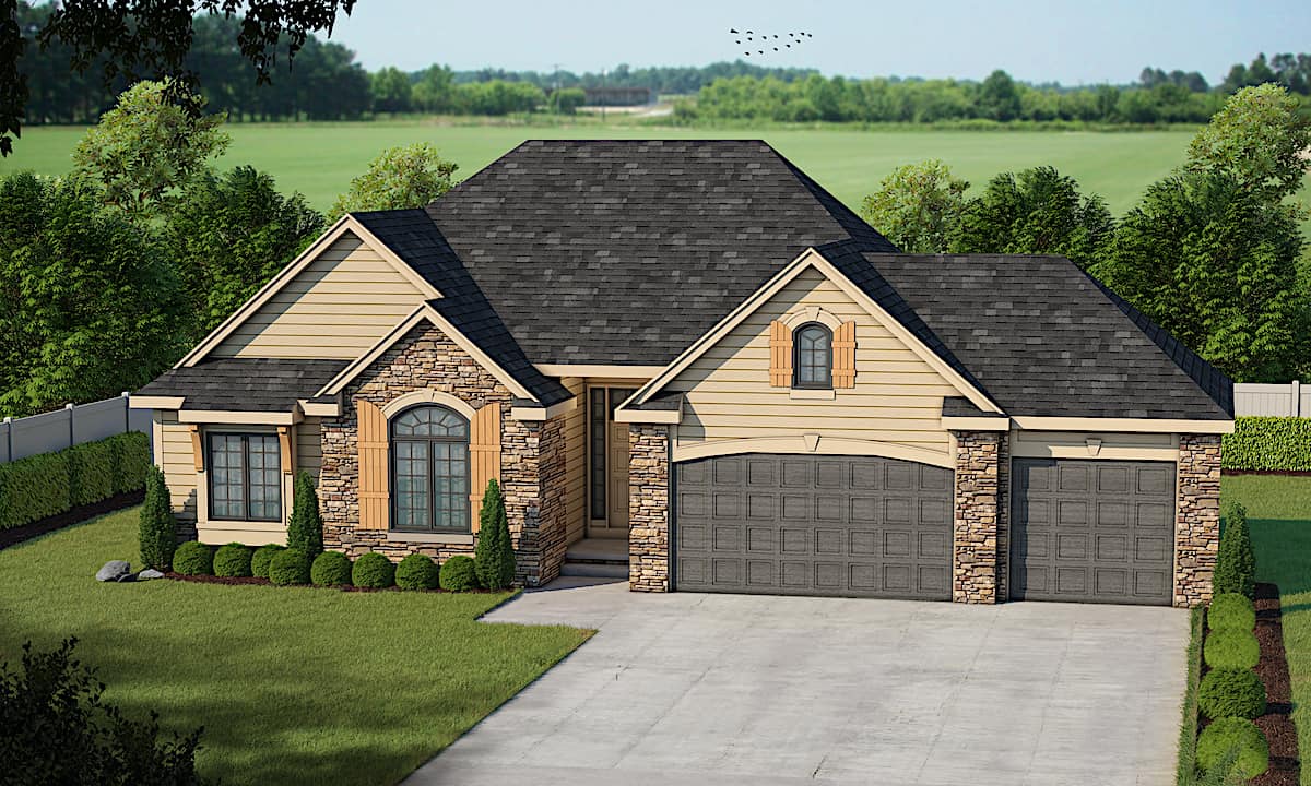 Front View of this 3-Bedroom, 1763 Sq Ft Plan - 120-2545