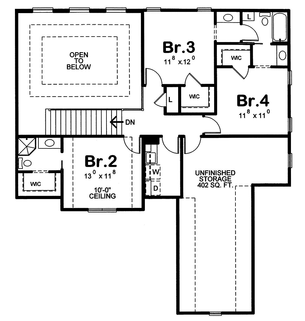 Floor Plan Second Story of French Plan #120-2546