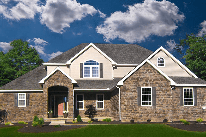 Color photograph of French home plan (ThePlanCollection: House Plan #120-2546)