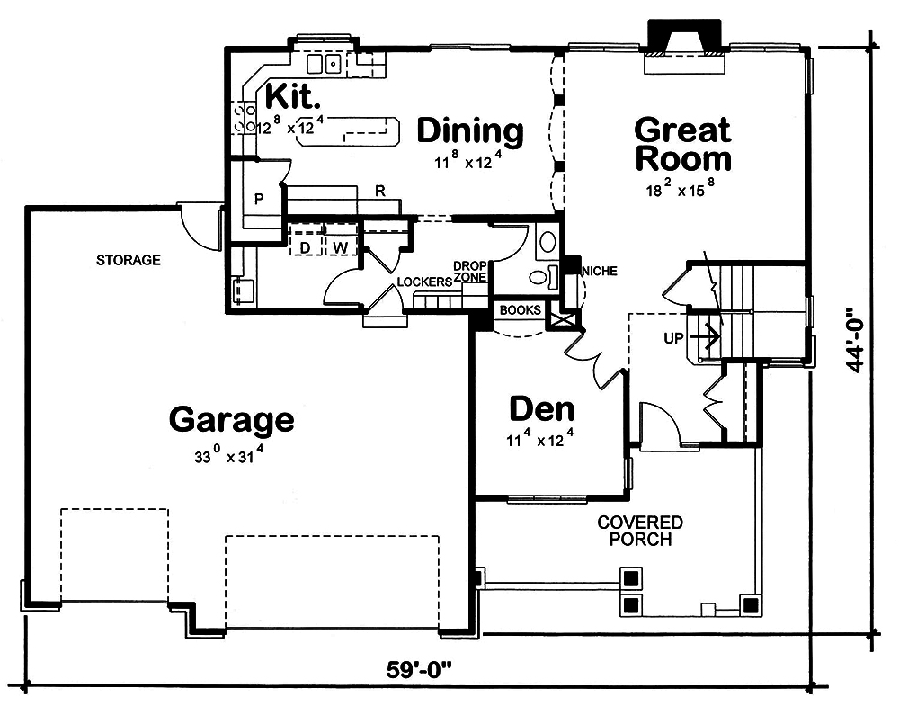Floor Plan First Story of Country Plan #120-2547