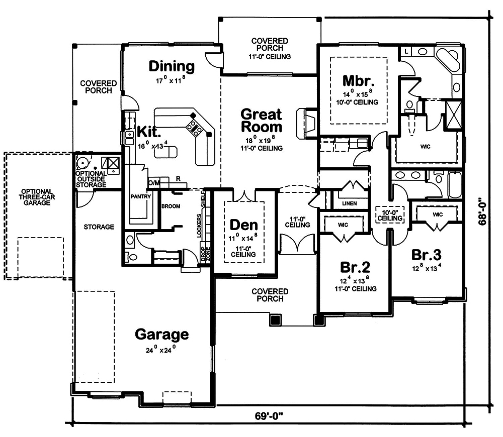 Floor Plan First Story of French Plan #120-2548