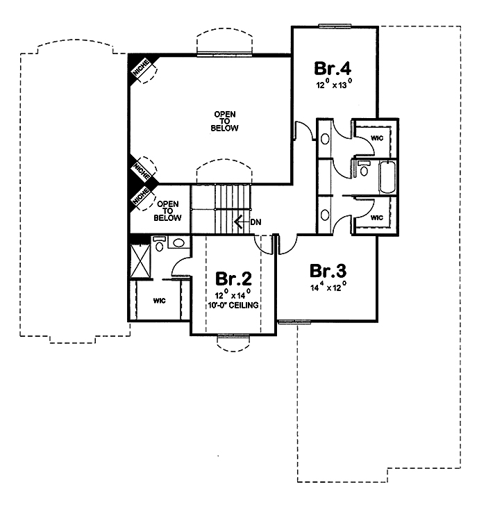Floor Plan Second Story of European Plan #120-2549
