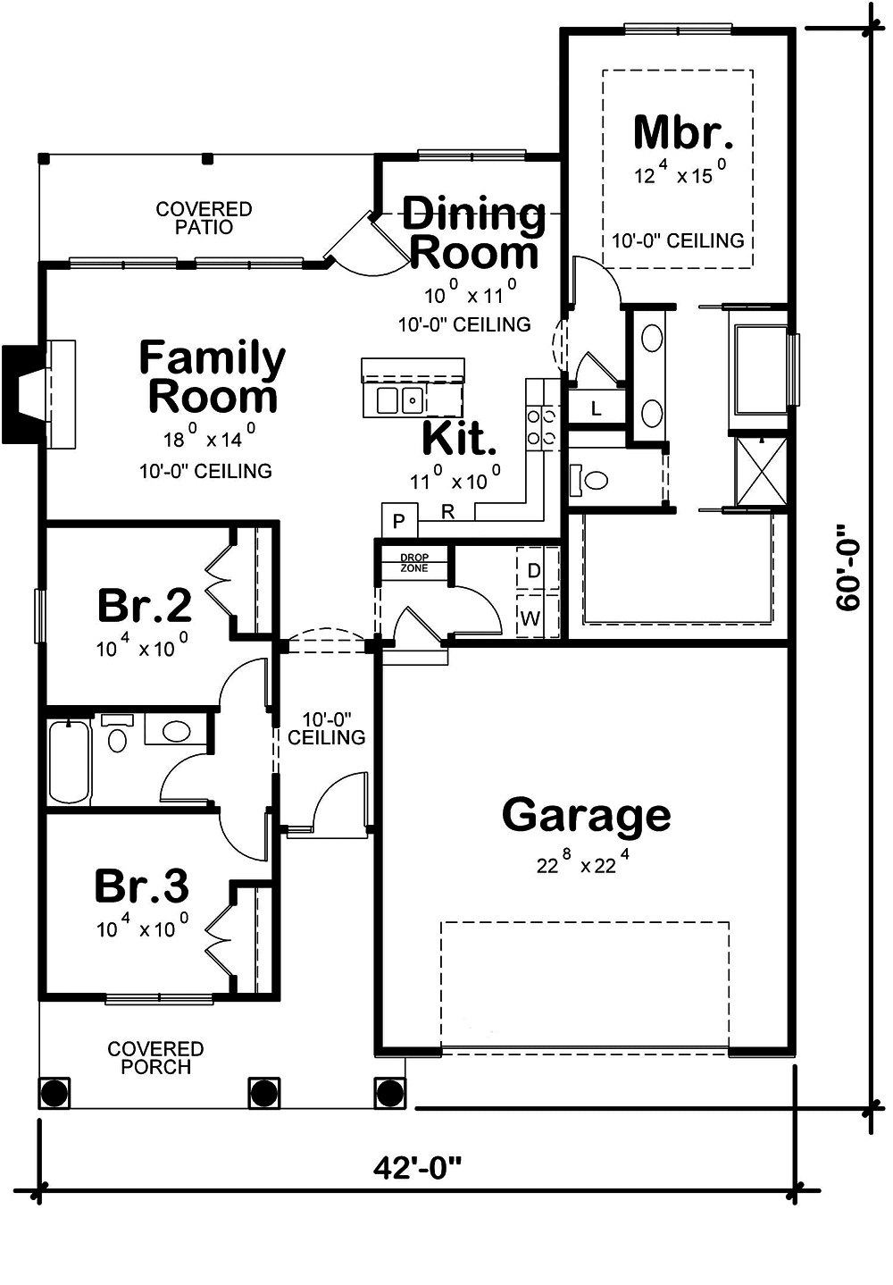 Floor Plan First Story of Ranch Plan #120-2552