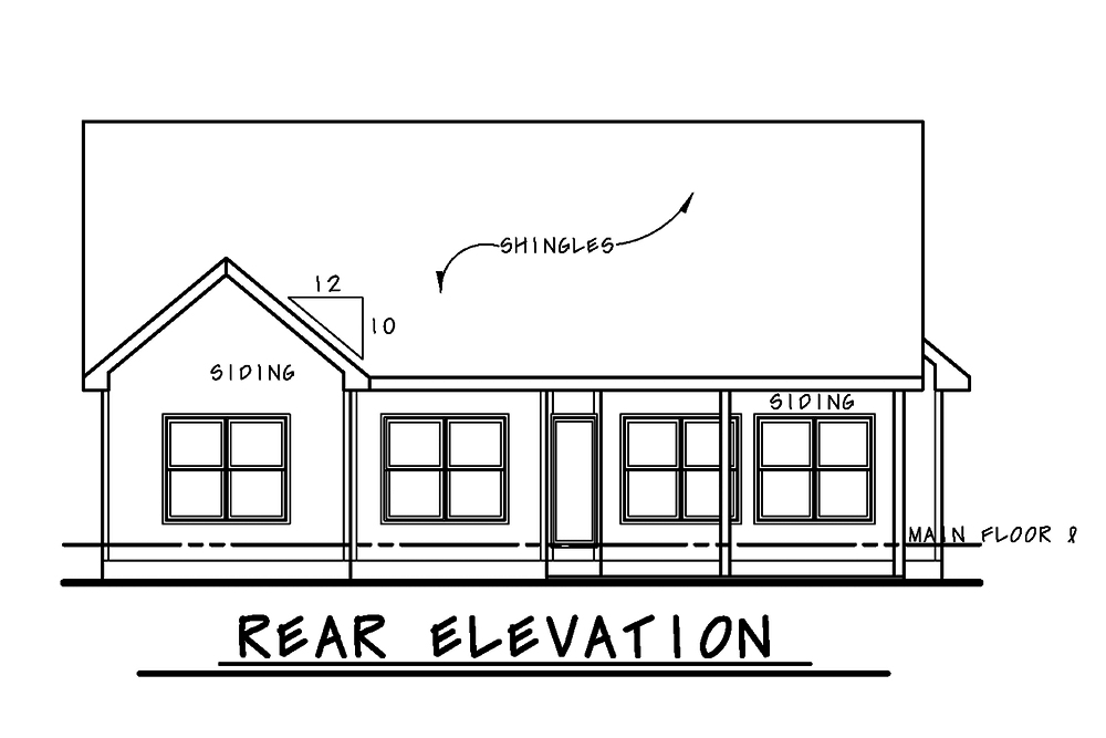 Home Plan Rear Elevation of this 3-Bedroom,1452 Sq Ft Plan -120-2552