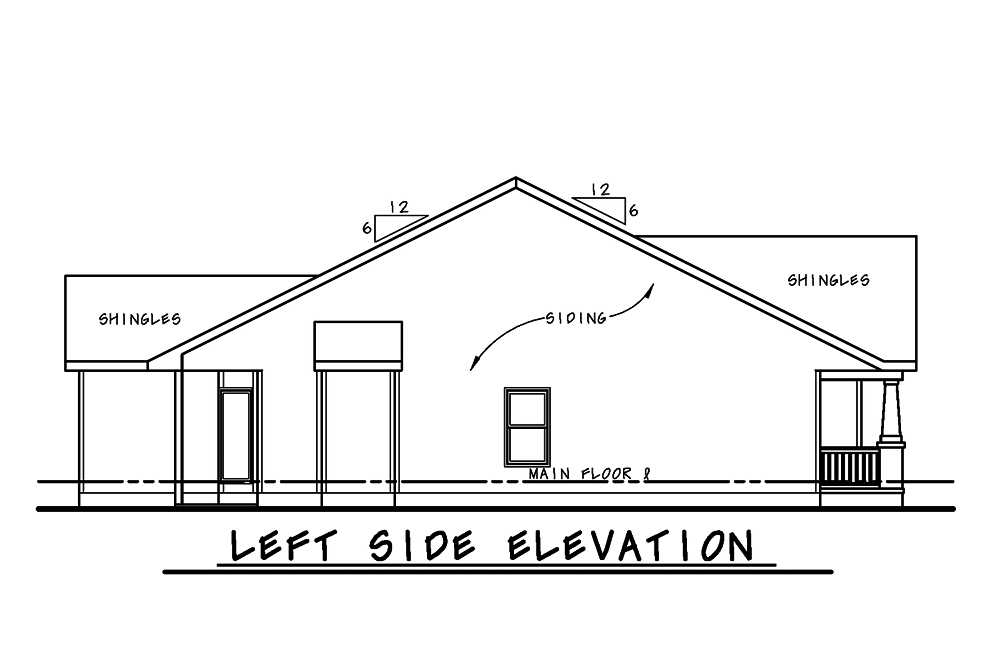 Home Plan Left Elevation of this 3-Bedroom,1452 Sq Ft Plan -120-2552